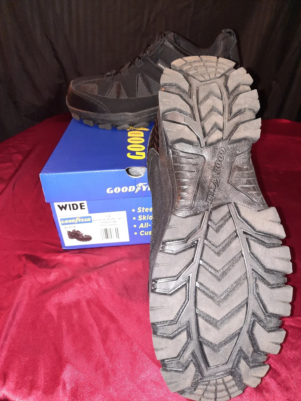 Men’s Black Steel Toe All-Terrain Work Boot Good Year Size 9 1/2 Wide